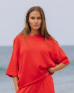 Daily Drills Beach Knit Cropped Sleeve Heart