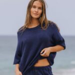 Daily Drills Beach Knit Cropped Sleeve Navy