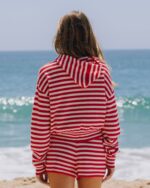 Daily Drills Cashmere Double Zip Hoodie Red & White