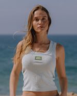 Daily Drills Logo Ribbed Tank White Lake Day