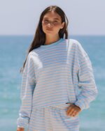 Daily Drills Striped Cotton Long Sleeve Bondi Stripe