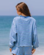Daily Drills Striped Cotton Long Sleeve Cobalt + Malibu