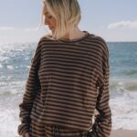 Daily Drills Striped Cotton Long Sleeve Mocha + Coco