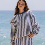 Daily Drills Striped Cotton Long Sleeve Navy + Lemonade
