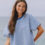 Daily Drills Striped Ribbed Relaxed Tee Powder