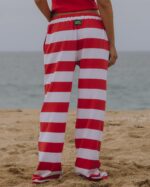 Daily Drills Wide Stripe Cotton Pants Heart/White